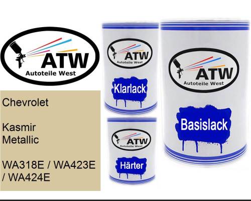 Chevrolet, Kasmir Metallic, WA318E / WA423E / WA424E: 500ml Lackdose + 500ml Klarlack + 250ml Härter - Set, von ATW Autoteile West.